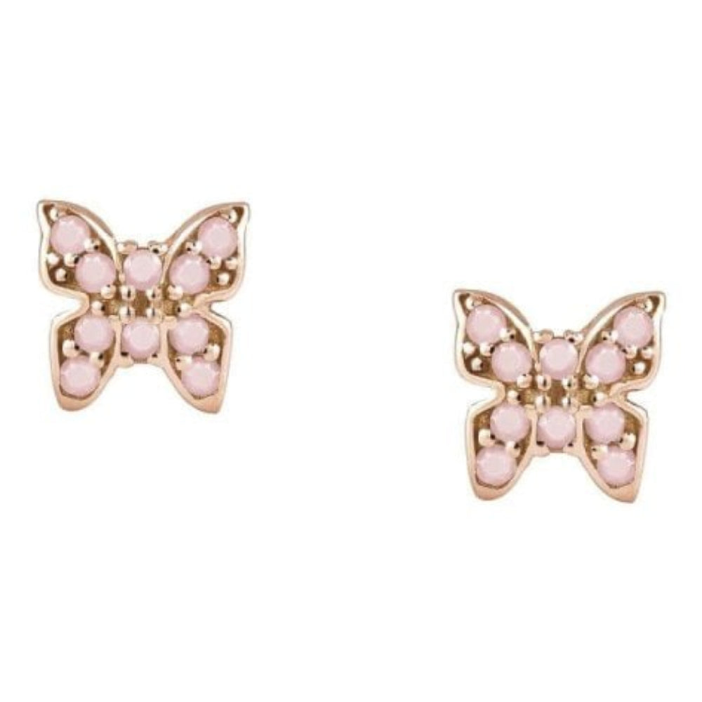 Gioie Rose Gold Plated Earrings And Cubic Colored Zirconia (019_Rose Gold Butterfly)