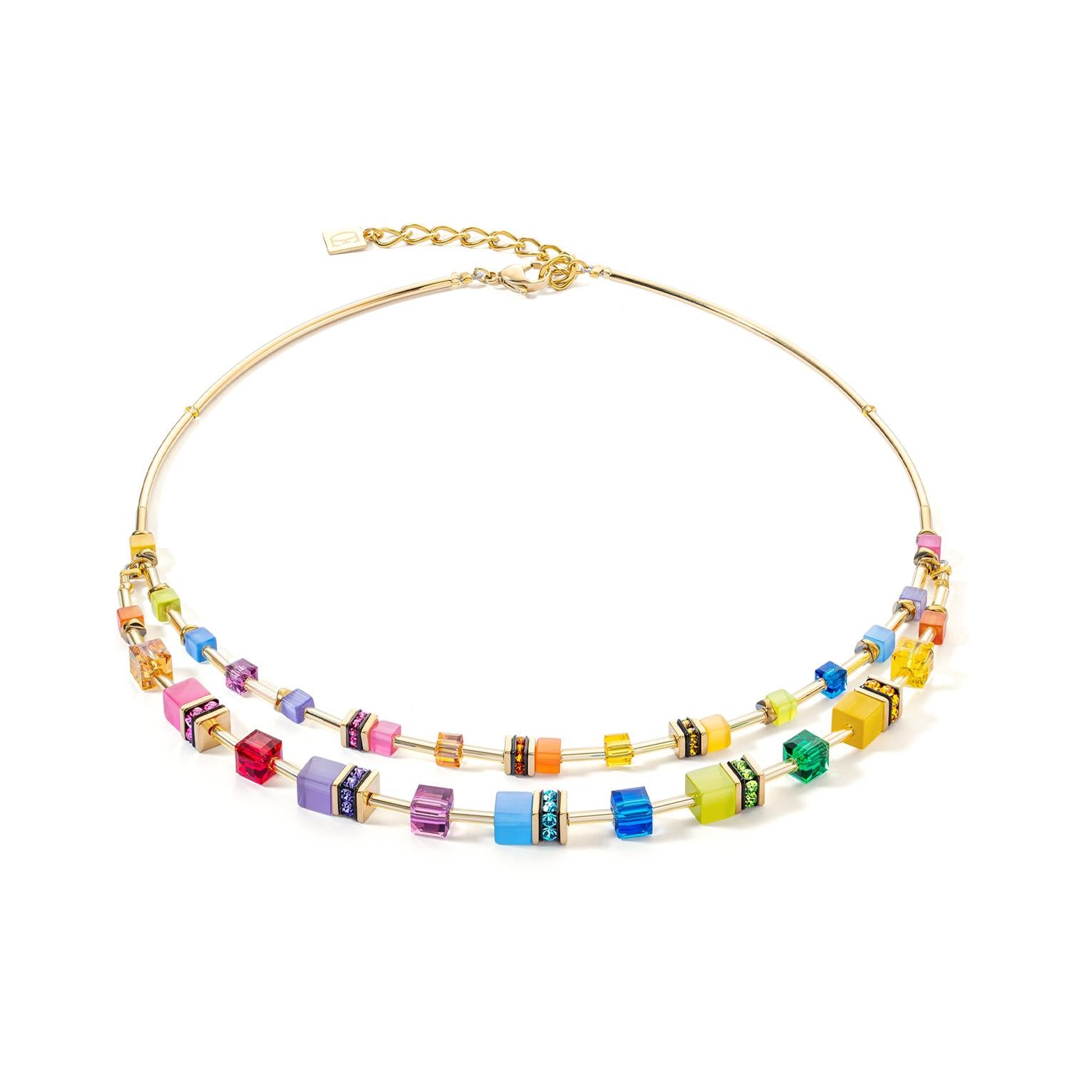 GeoCUBE Iconic Layer Gold Plated Multicolour Necklace