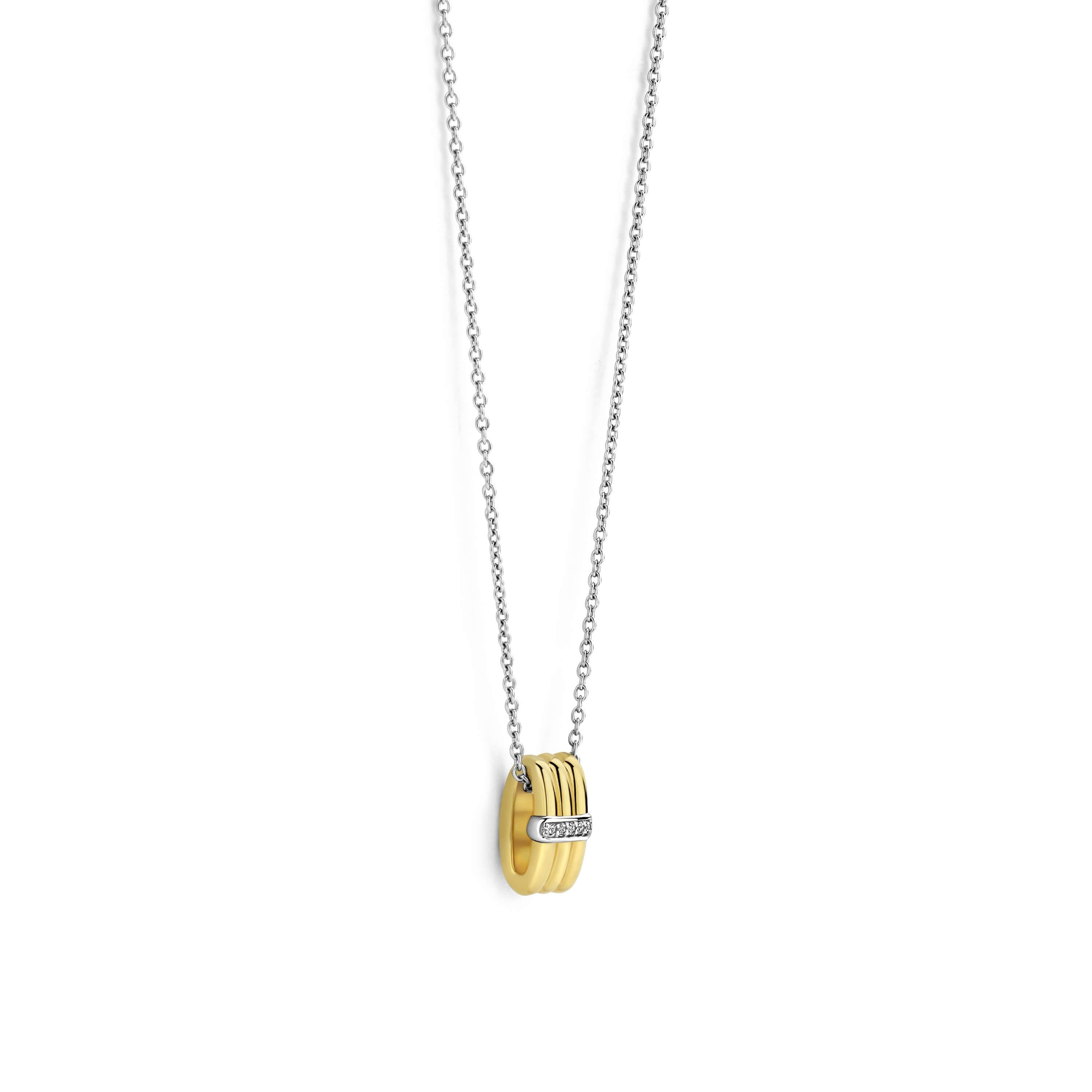 Gold Plated Ring With CZ Pendant Chain Necklace