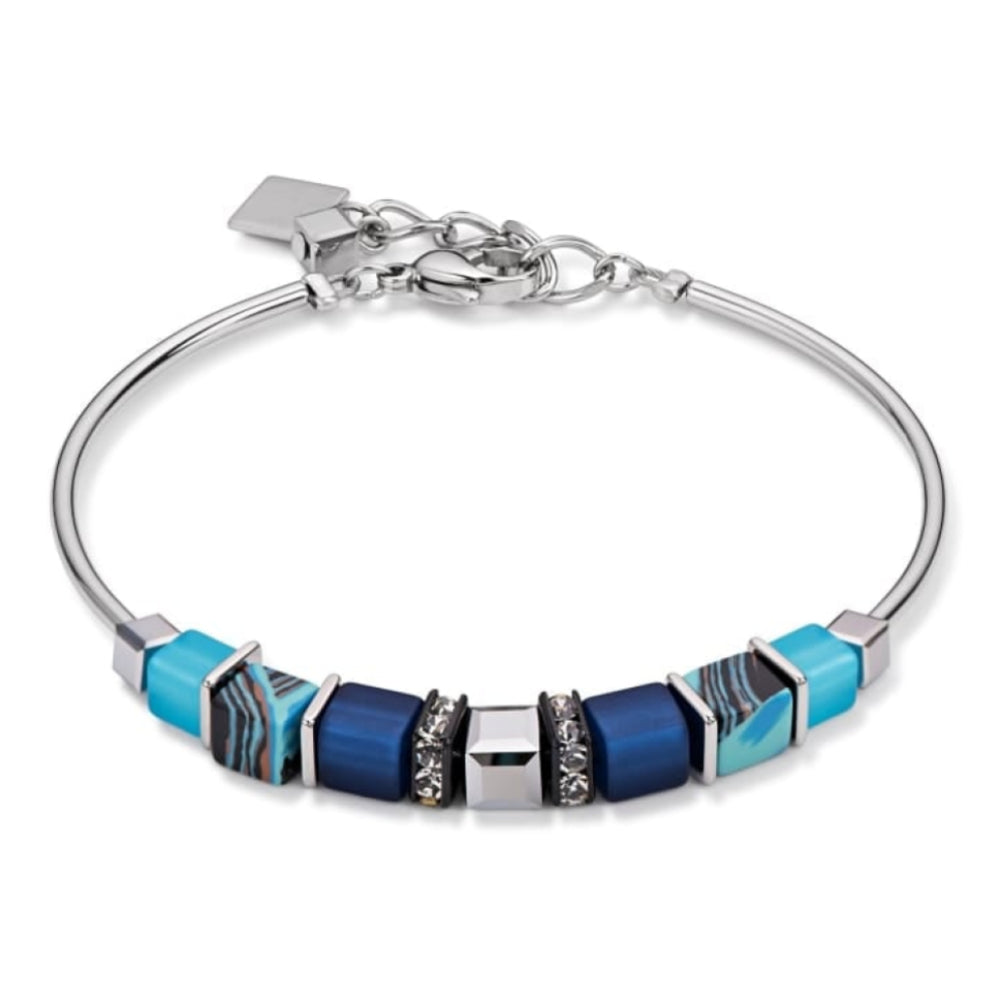Blue/Beige/ Striped Geo Cube Bracelet