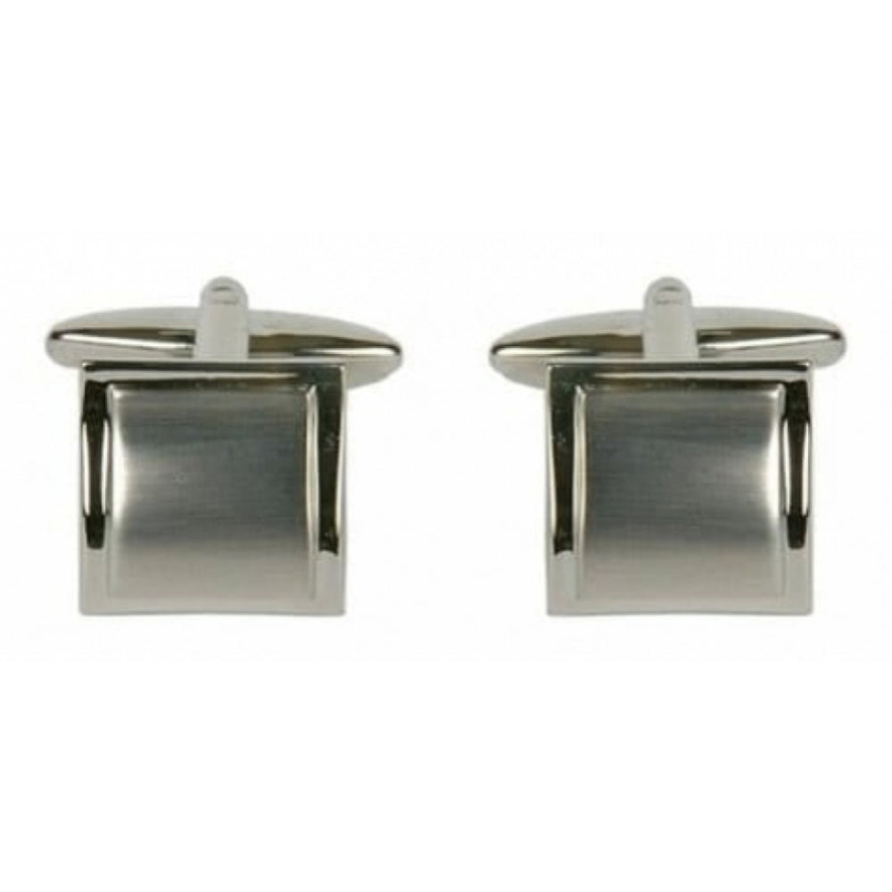 Gents Rhodium Plated Square Curved Cufflinks