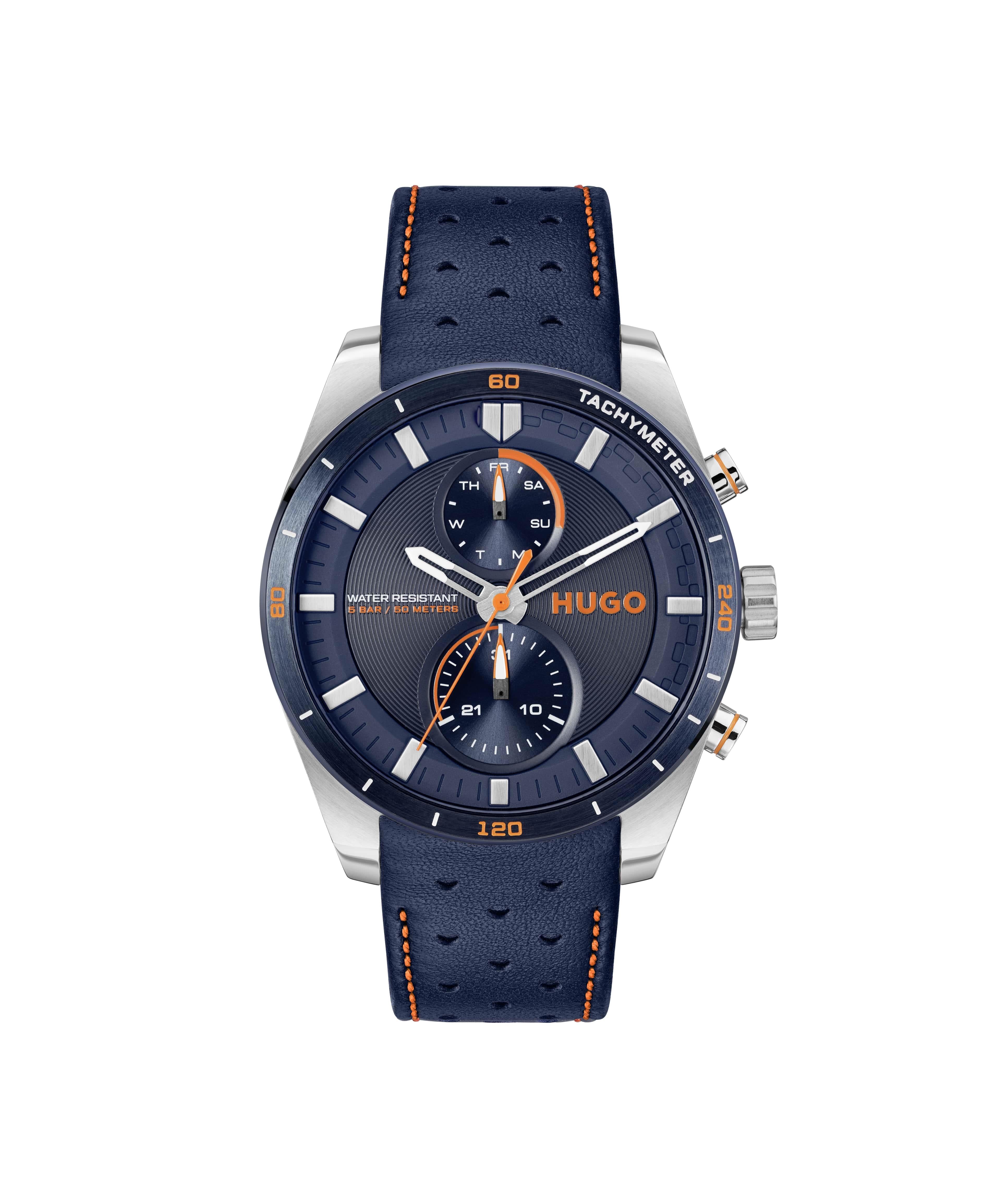 #Fast Blue Dial With Blue Leather Strap Gents Watch