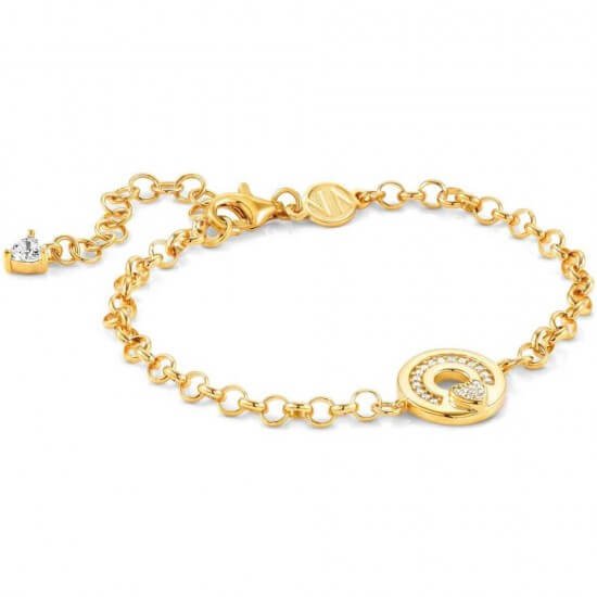Sentimental Gold Plated Heart CZ Pave Bracelet