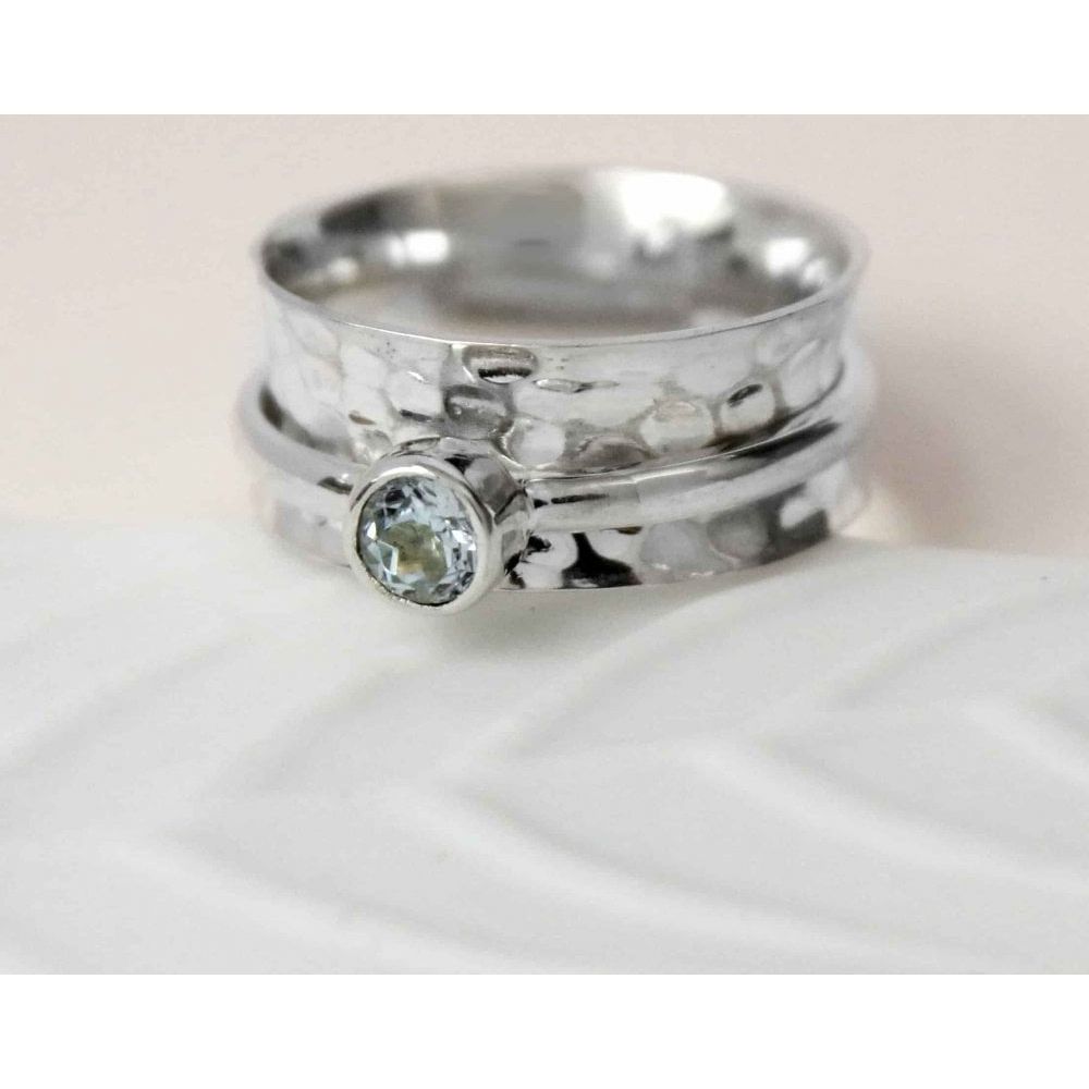 Blue Topaz Cut Spinning Ring