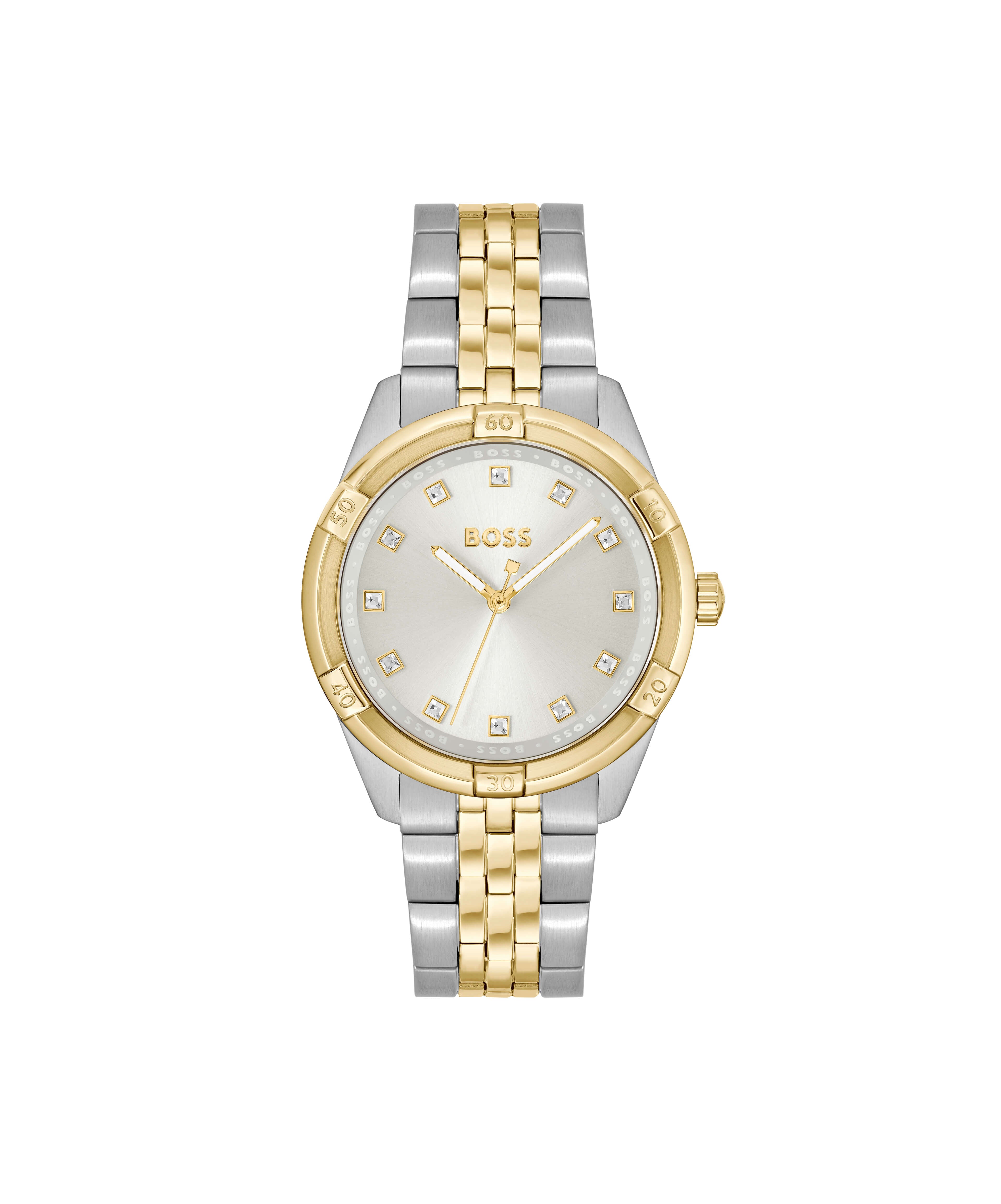 Rhea Two-Tone Silver White Dial Bracelet Strap Ladies Watch