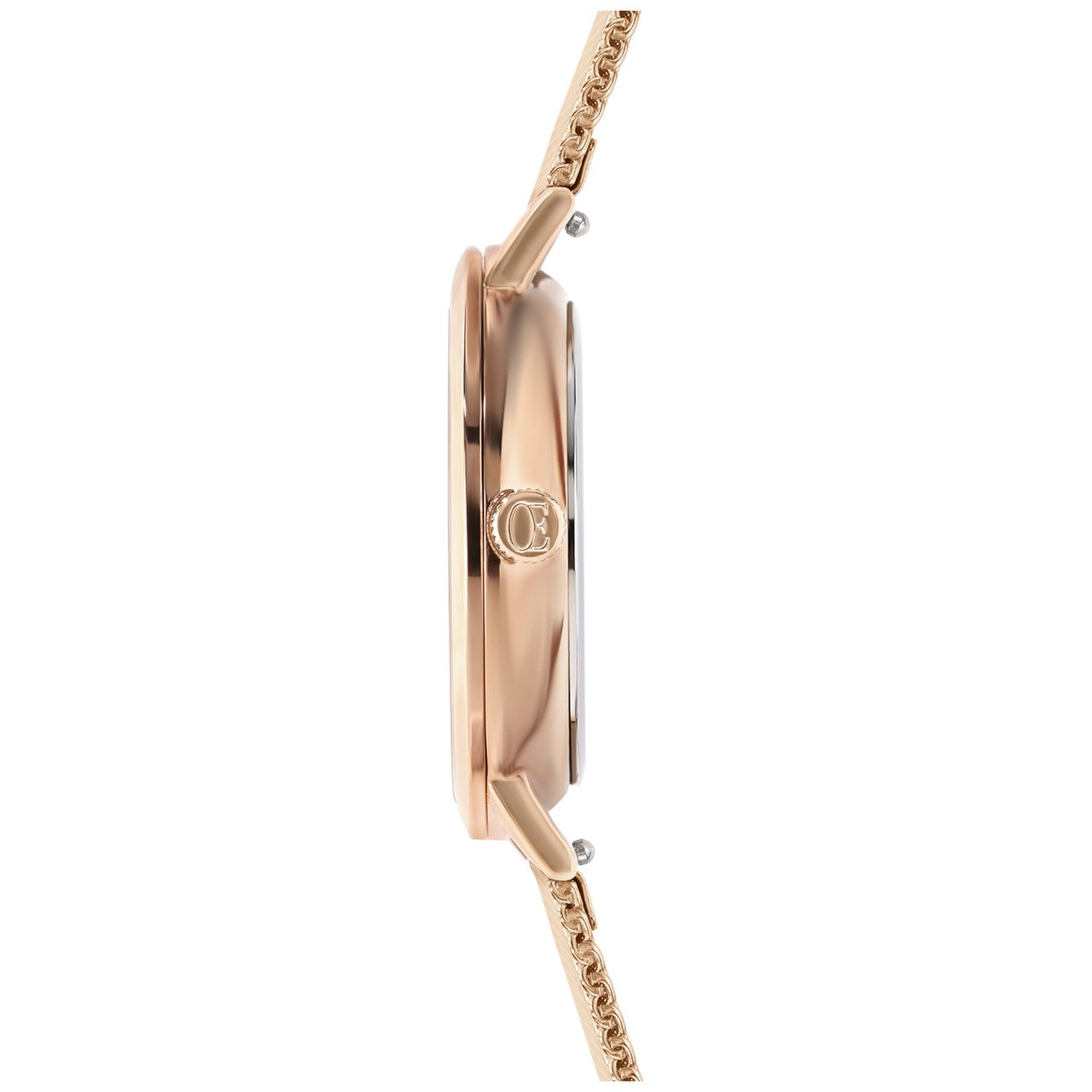 Round Mocha Dial Rose Gold Milanese Bracelet Watch