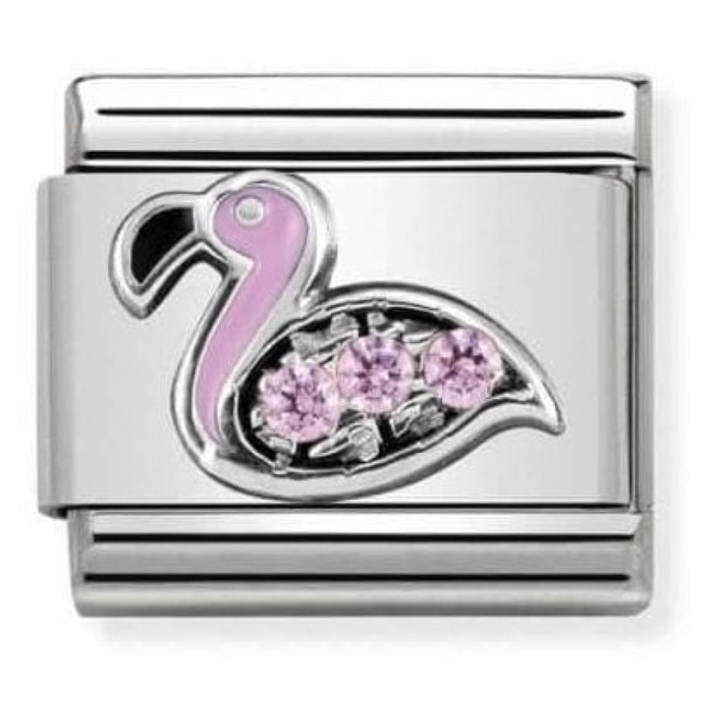 Composable Cl Symbols Steel , Cubic Zirconia And Silver 925 (31_Flamingo With Pink Cz)