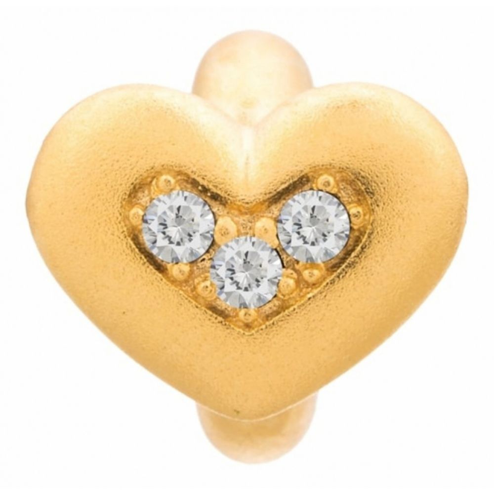 Clear CZ Gold Heart Charm