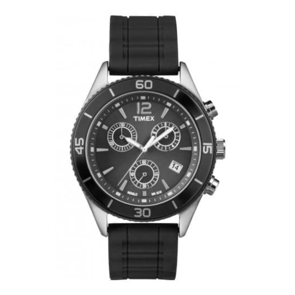 Unisex Black Rubber Sport Chronograph Watch
