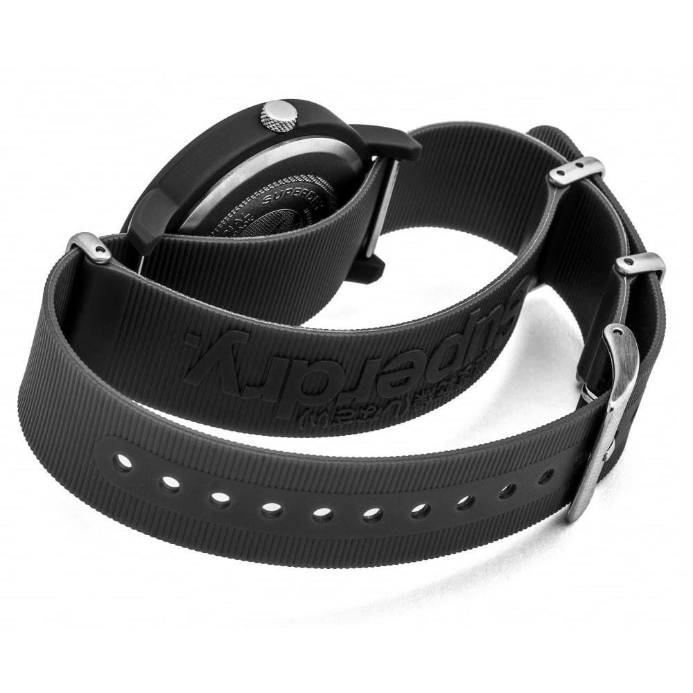 Campus Nato' Black Silicone Strap Watch With Black Dial