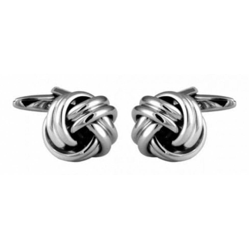 Open Rounded Knot Rhodium Cufflinks