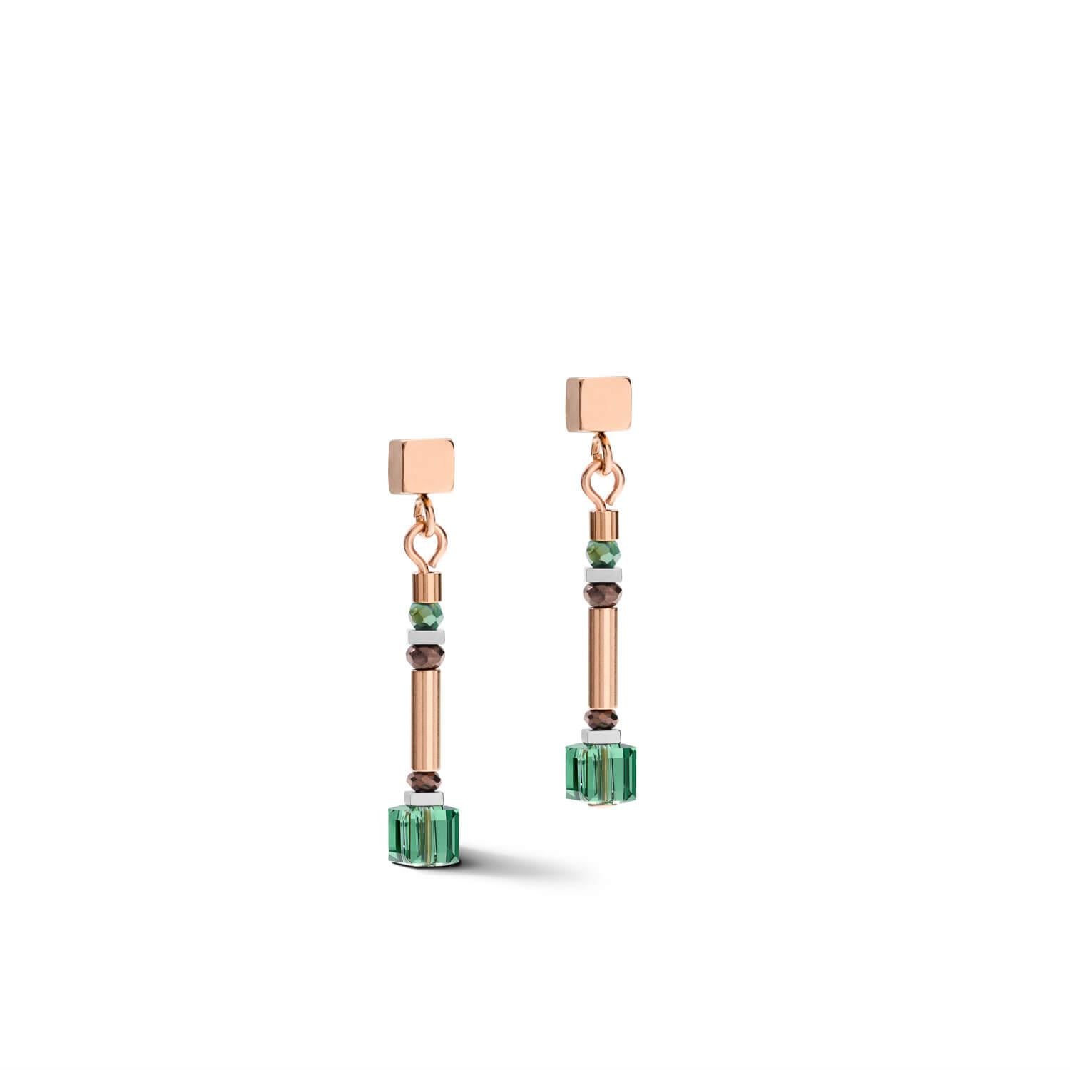 GeoCUBE Shades of Green-Petrol Earrings