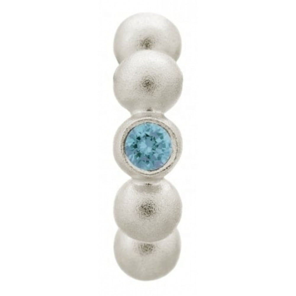 Sterling Silver Dots Blue CZ Stone Charm