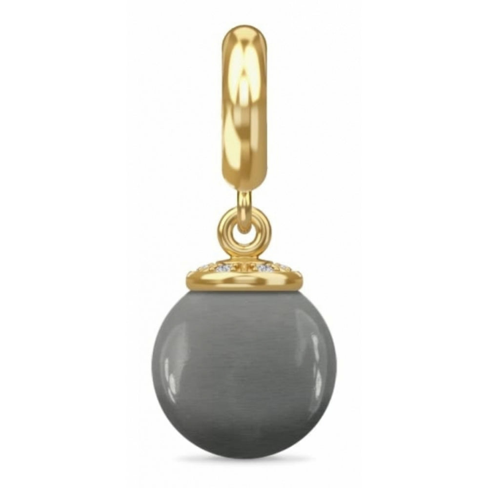 Grey Moon Drop Charm CZ Stones