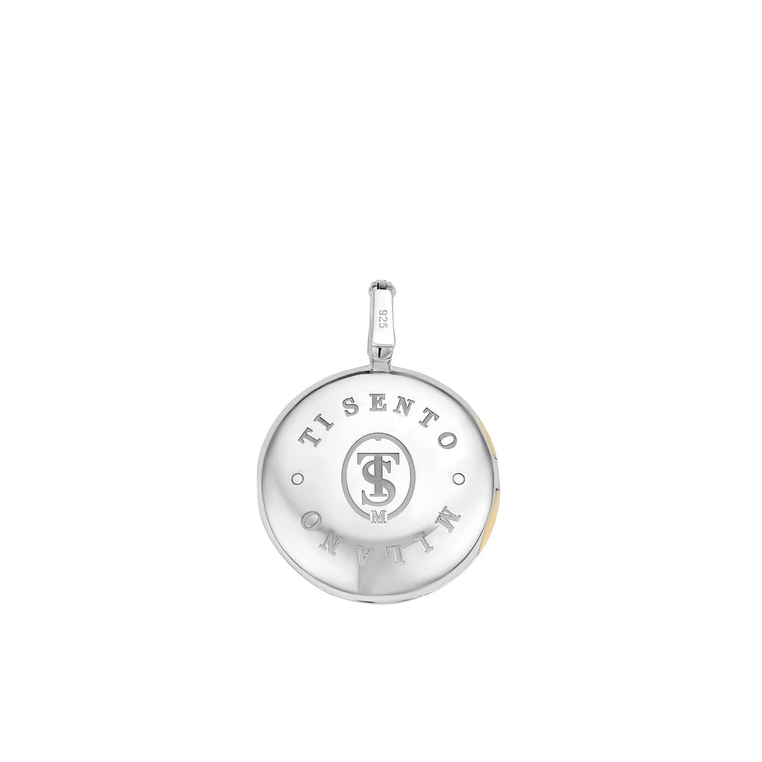 Disk Shape CZ Two Tone Pendant Necklace