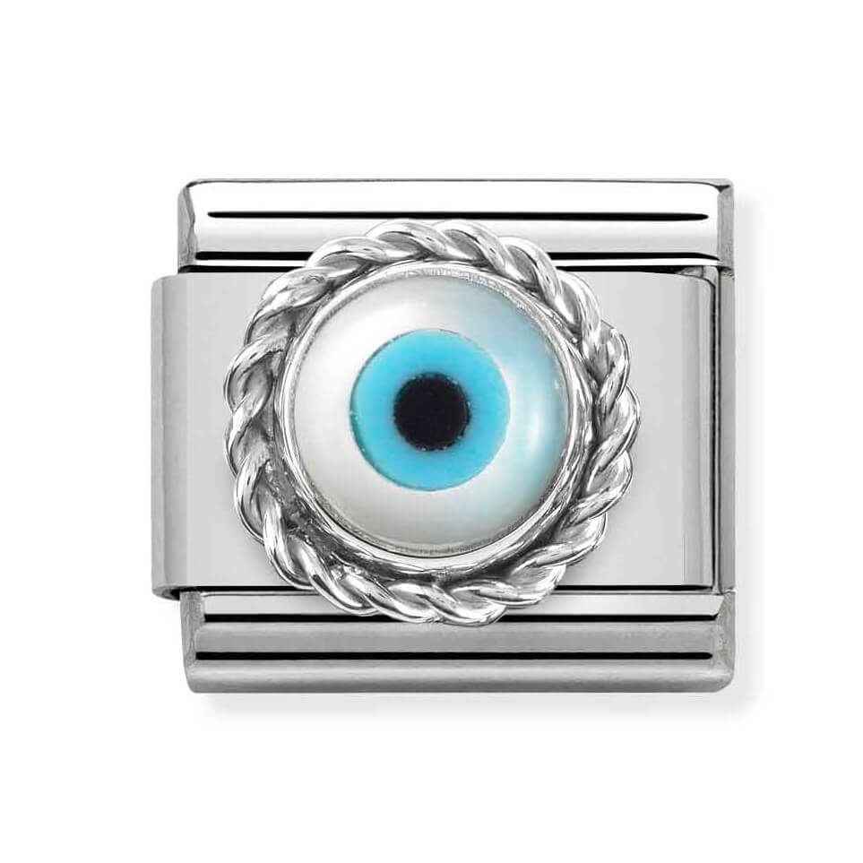 Classic Composable Link In Silver With Greek Eye Symbol
