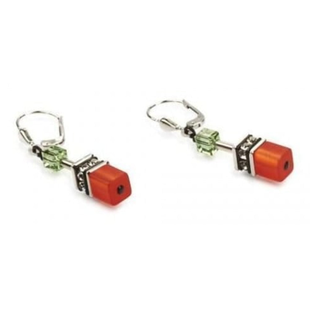Ladies Tigers Eye Swarovski Elements Cube Earrings