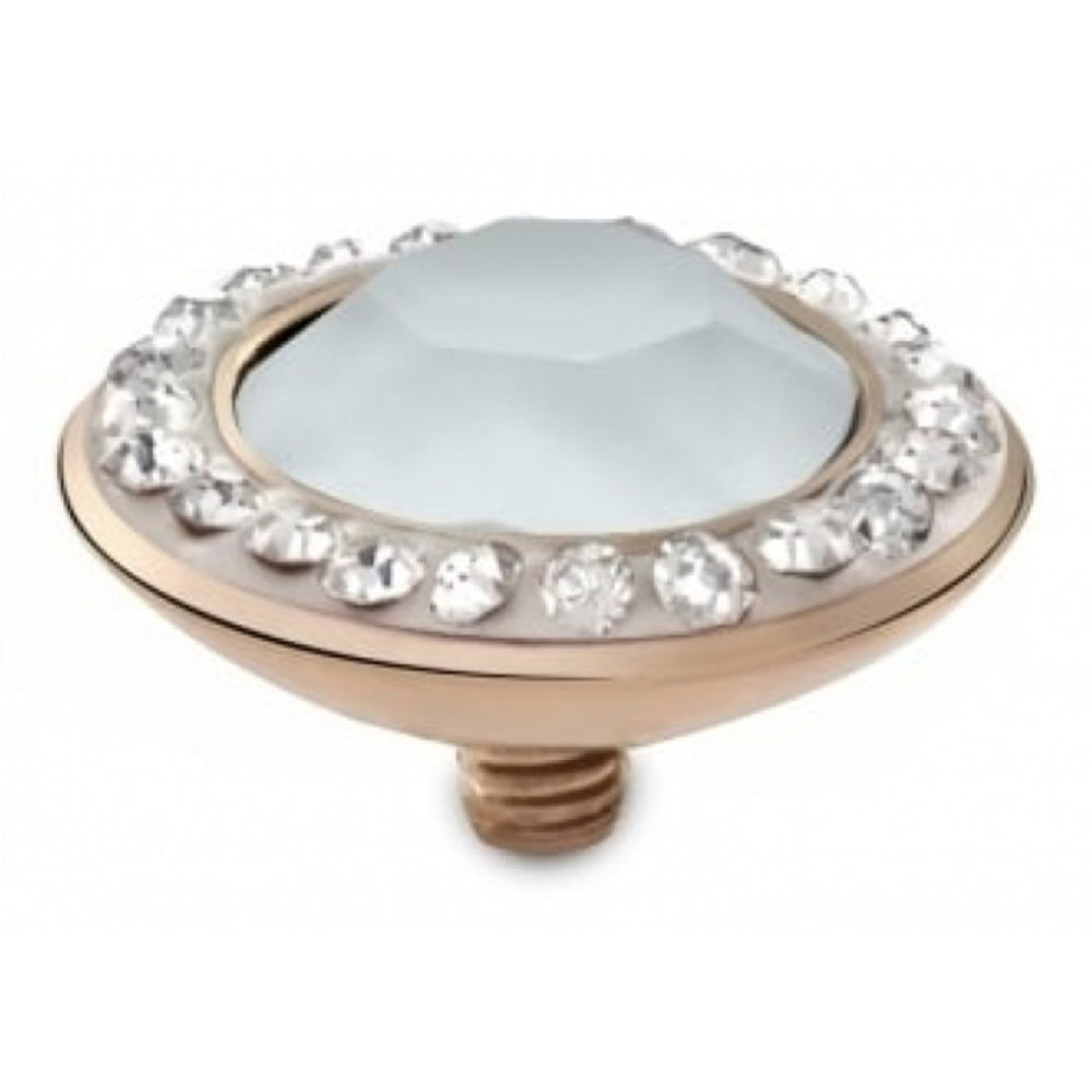 Famosa Rose Gold Plated 13mm Tondo Deluxe Powder Blue Ring Top