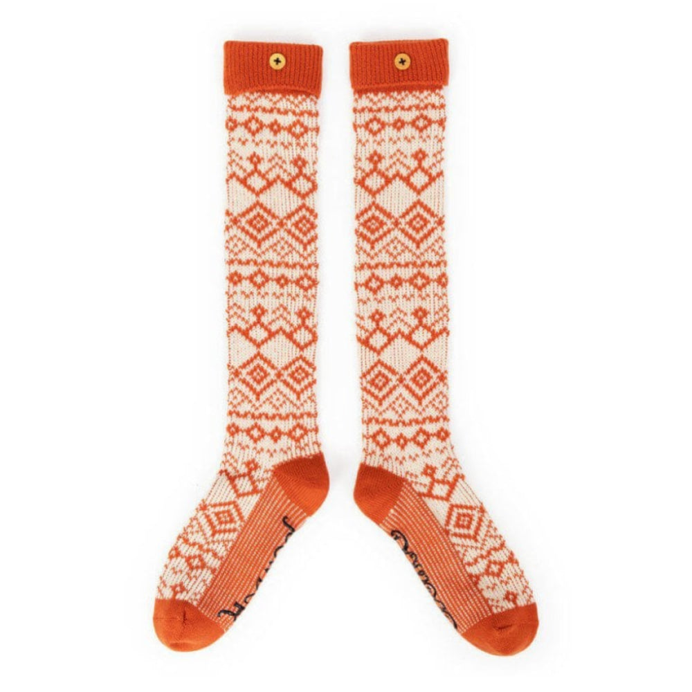 Fair Isle Knee High Socks In Tangerine