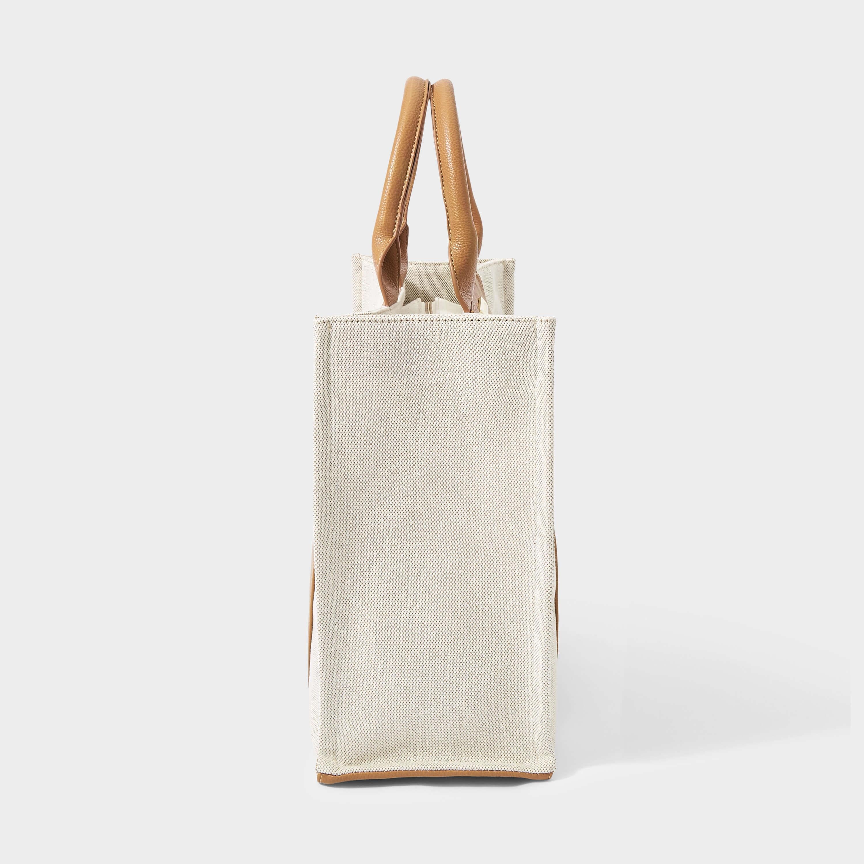 Amalfi Canvas Tote Bag | Cream & Light Brown
