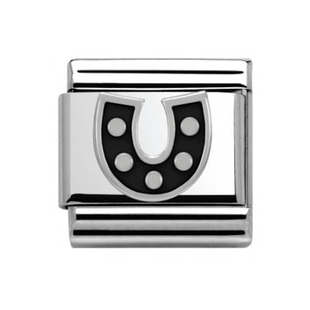 Classic Black Enamel Horseshoe Link