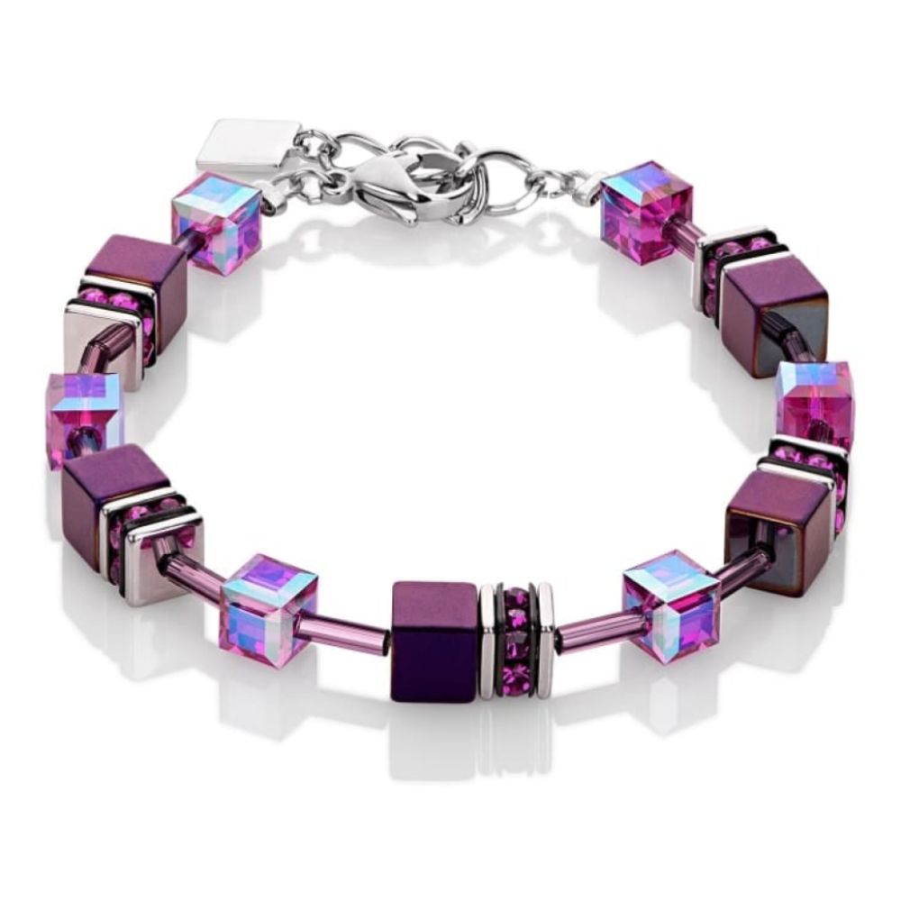 Metallic Plum Swarovski Geo Cube Bracelet