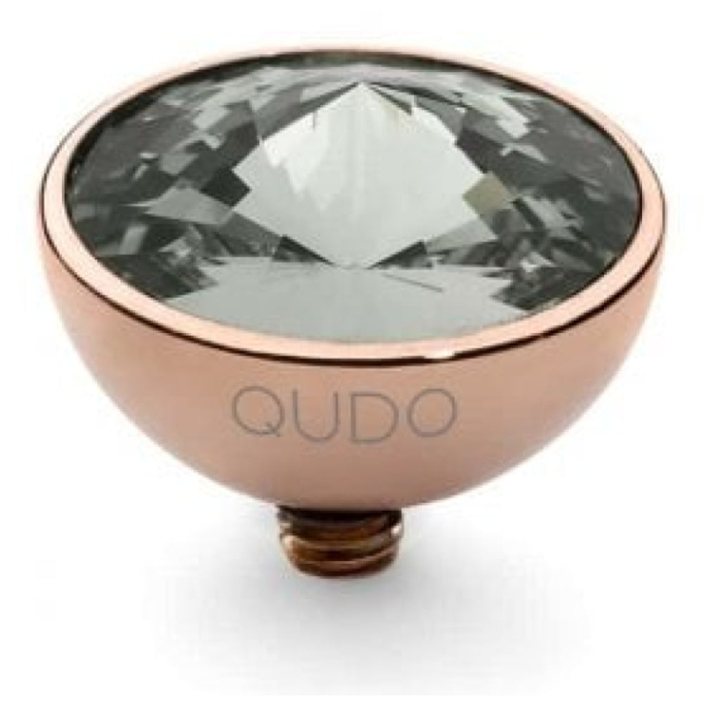 Famosa Rose Gold 11.5mm Bottone Ring Top Black Diamond