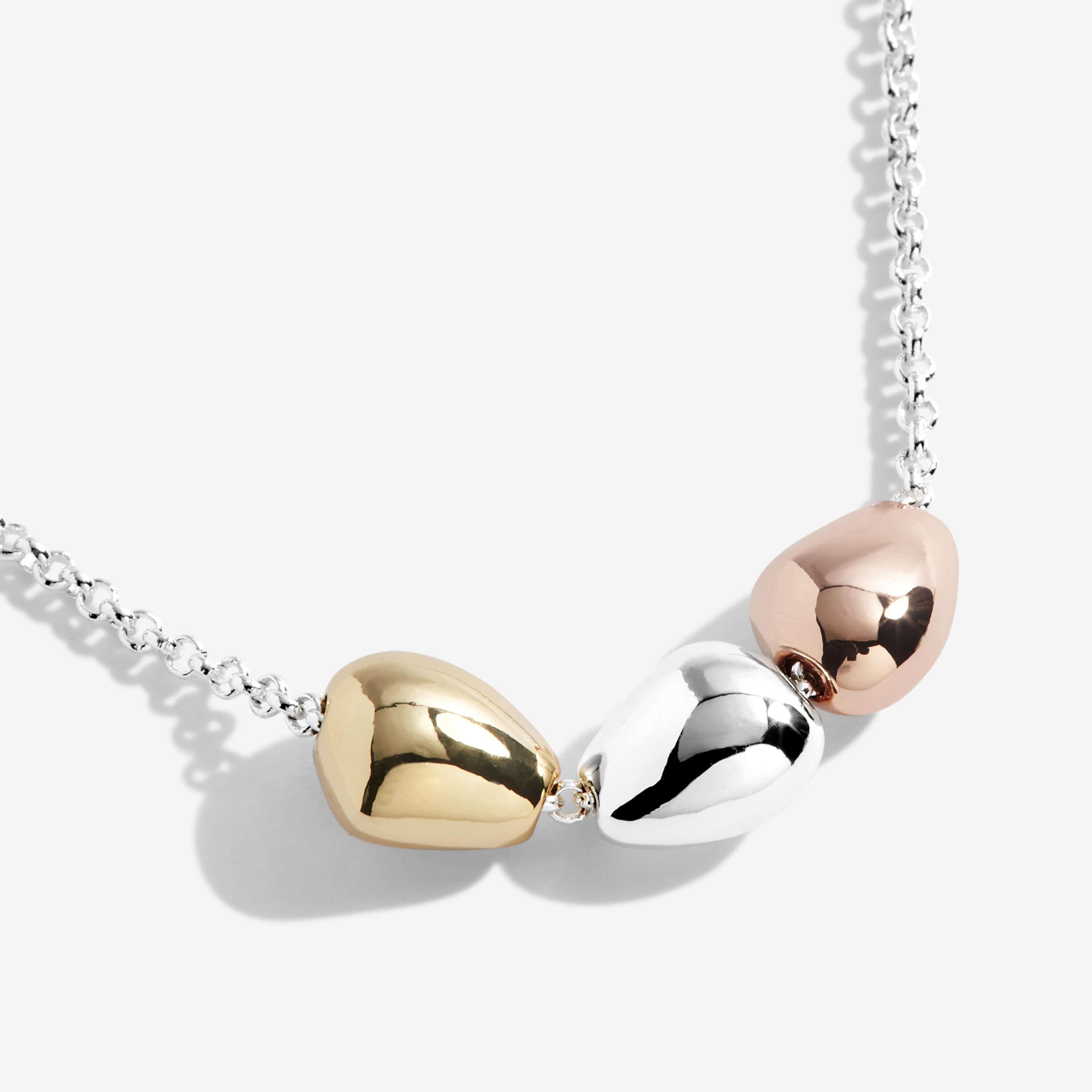 Florence | Pebble Necklace | Silver Rose Gold And Gold | Necklace | 46cm + 5cm Extender