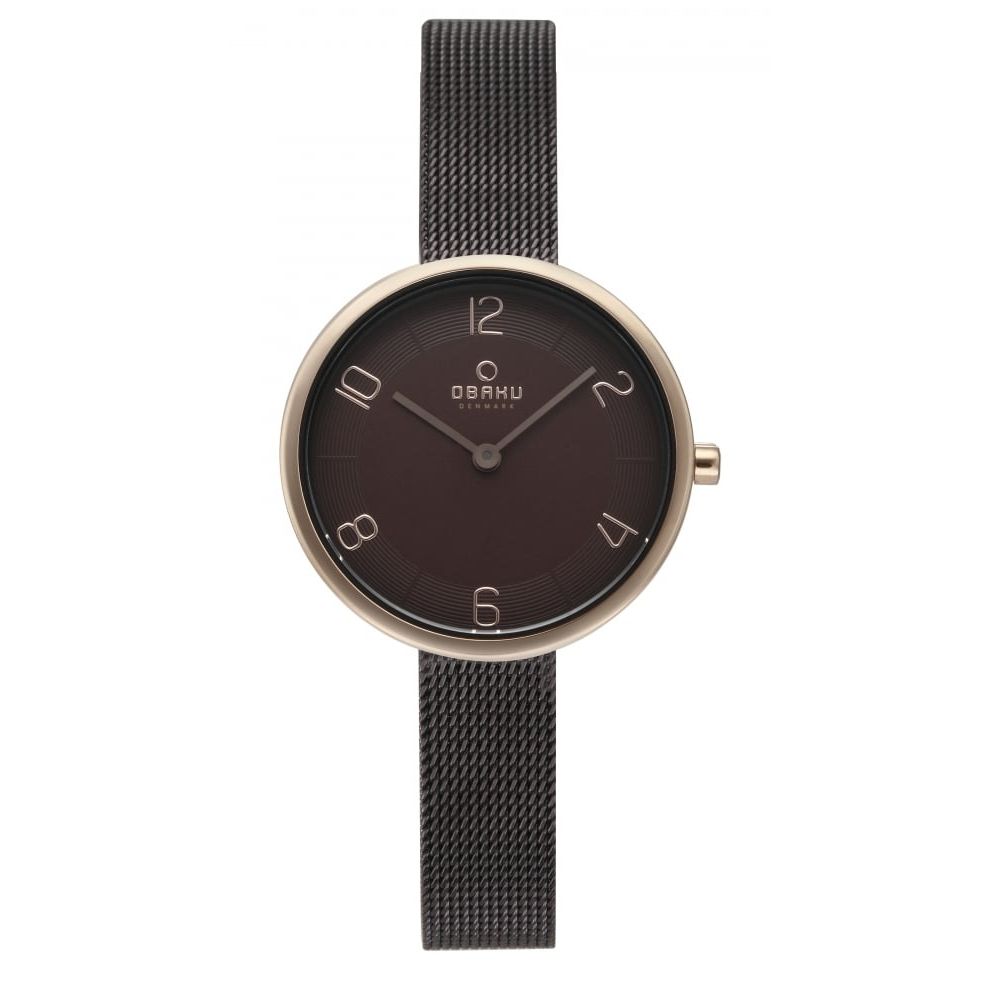 Rose Gold Plated Brown Dial & Mesh Bracelet Strap Ladies Watch