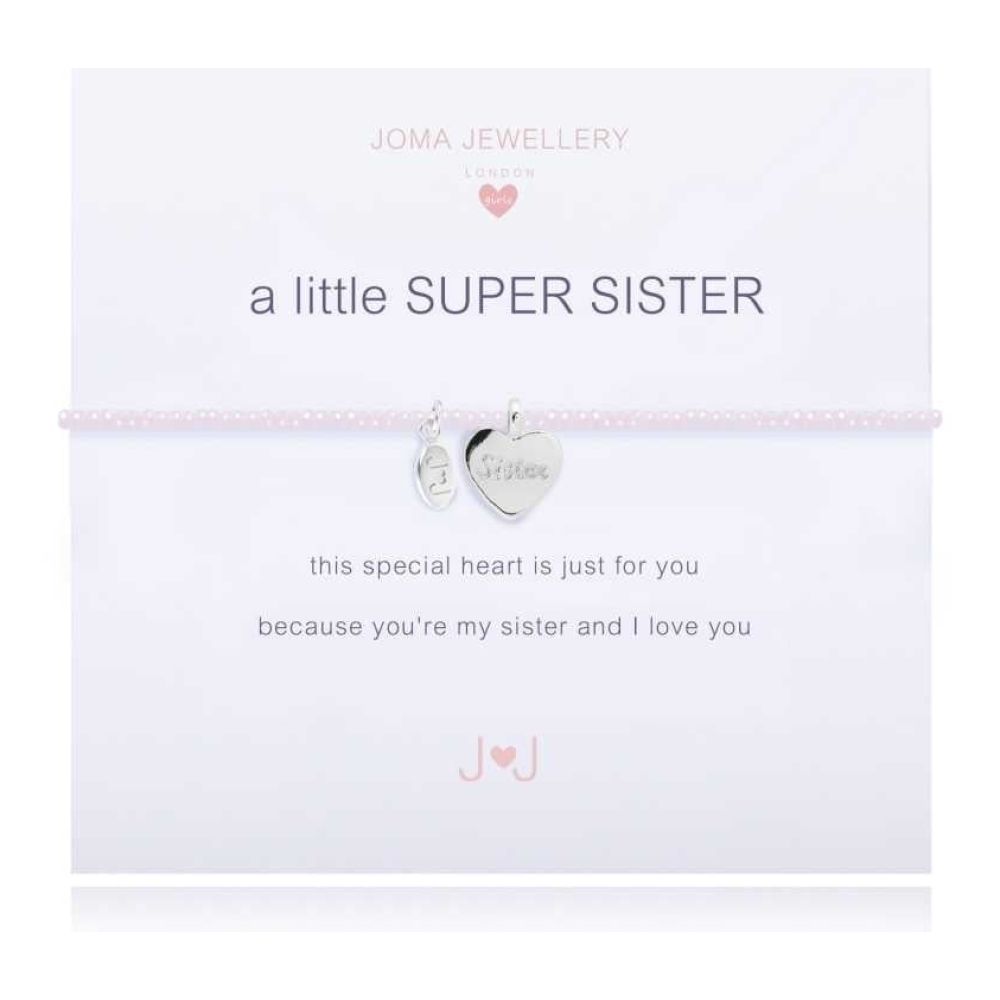 a little SUPER SISTER- bracelet - pink crystal base bracelet with silver heart