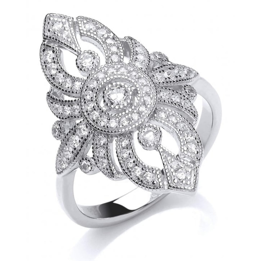 CZ Ornate Wedding Ring Size 7/N