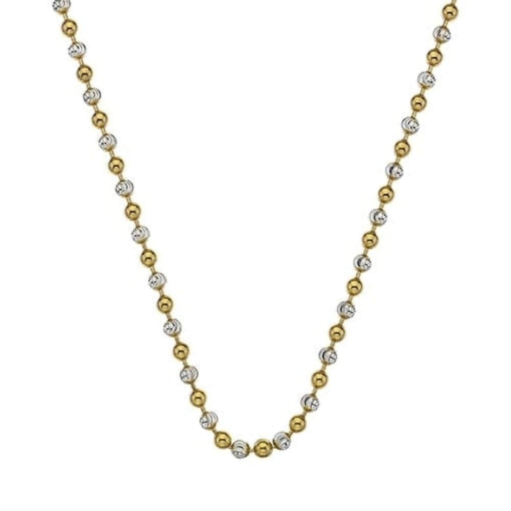 Sterling Silver and Yellow Gold Plate Accent Bead Chain 18"