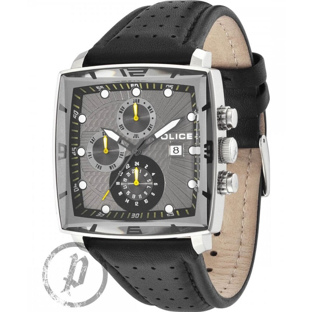 Stainless Steel Patrol MF Chronograph Grey Dial With Black Leather Strap Gents Watch