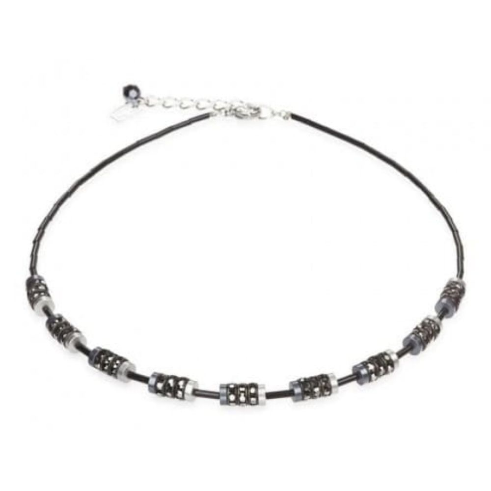 Ladies Black & Grey Diamond-Cut Alluminium Cubed Necklace