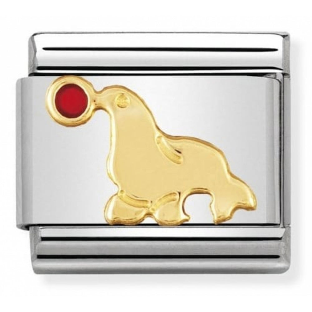 Classic Seal In Stainless Steel With Enamel & 18k Gold Charm