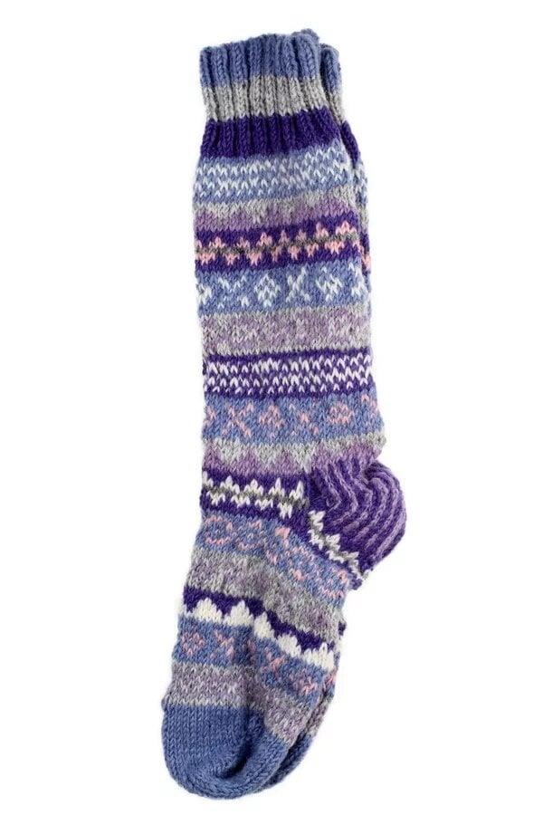 Classic Fairisle Long Socks Jacaranda