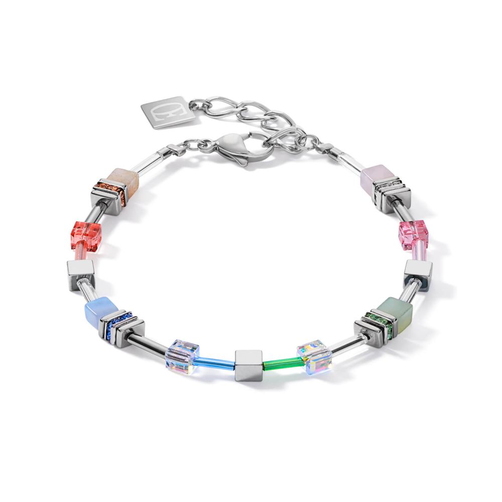 Multitask Summer Multi Pastel-Silver Geo Cube Bracelet