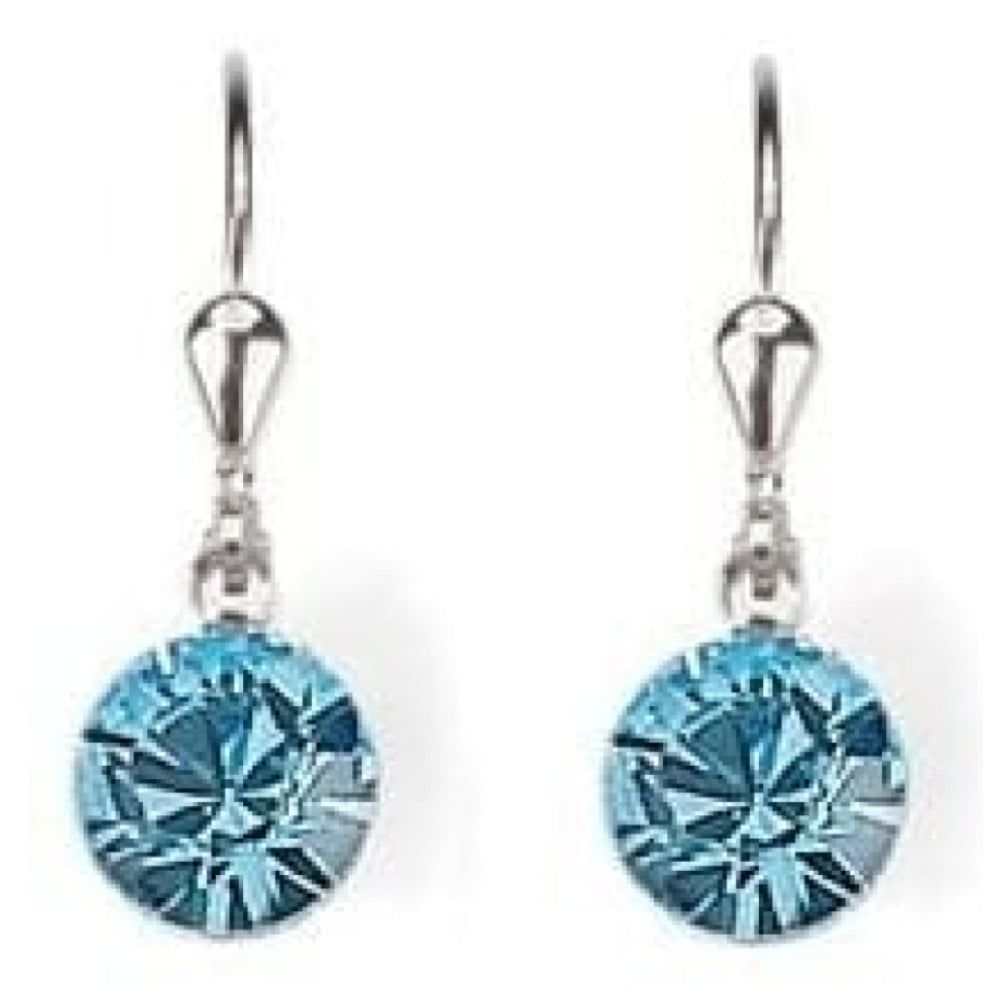 Ladies Light Blue Swarovski Elements Rhodium Plated Metal Earrings