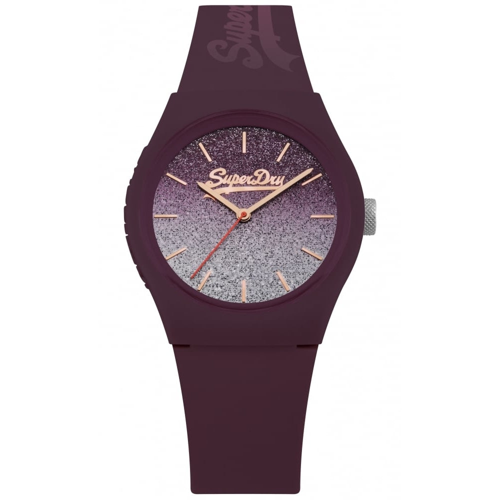 Urban Ombre Glitter Mulberry Dial With Mulberry Printed Silicone Strap Gents Watch