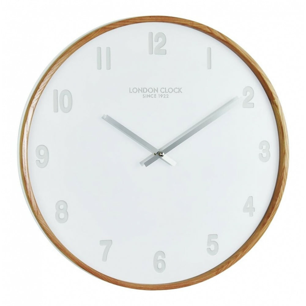 Koselig Wooden Case & White Resin Dial Wall Clock