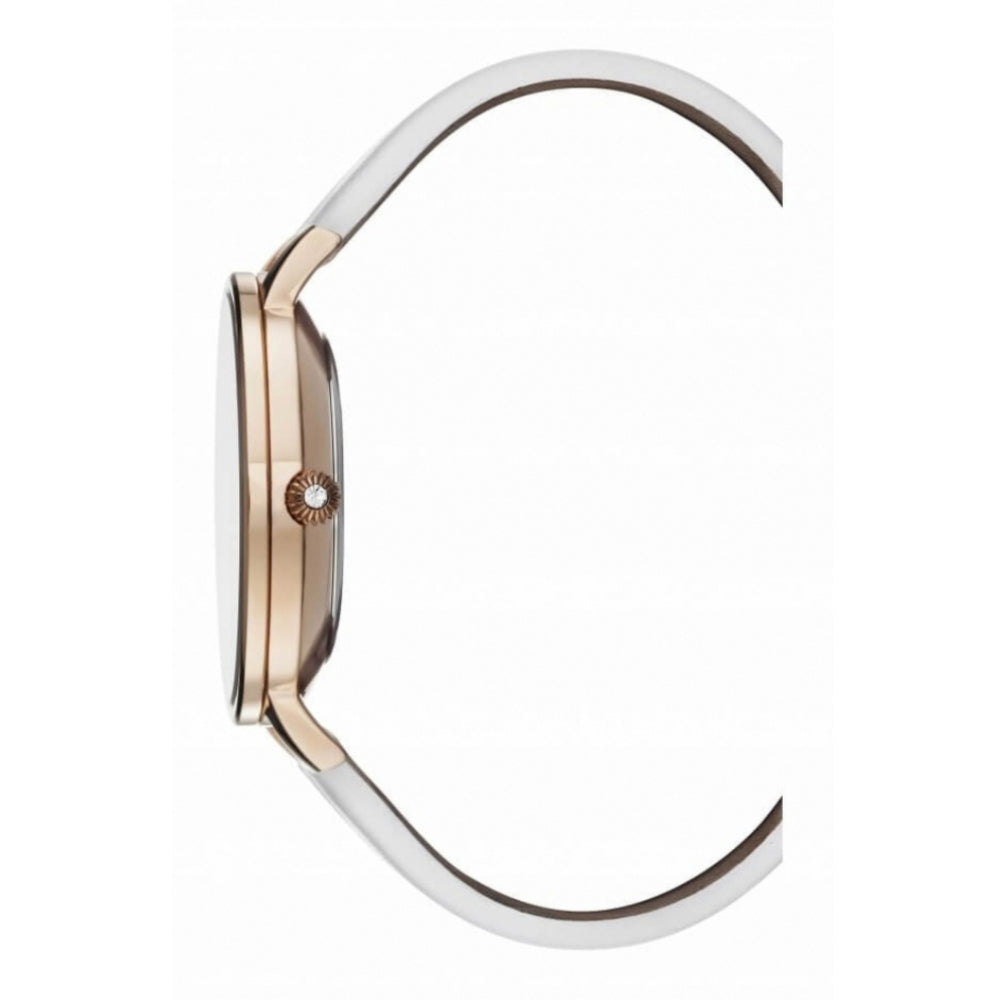 Rose Gold Plated Date Window Dial & Leather Strap Ladies Wristwatch