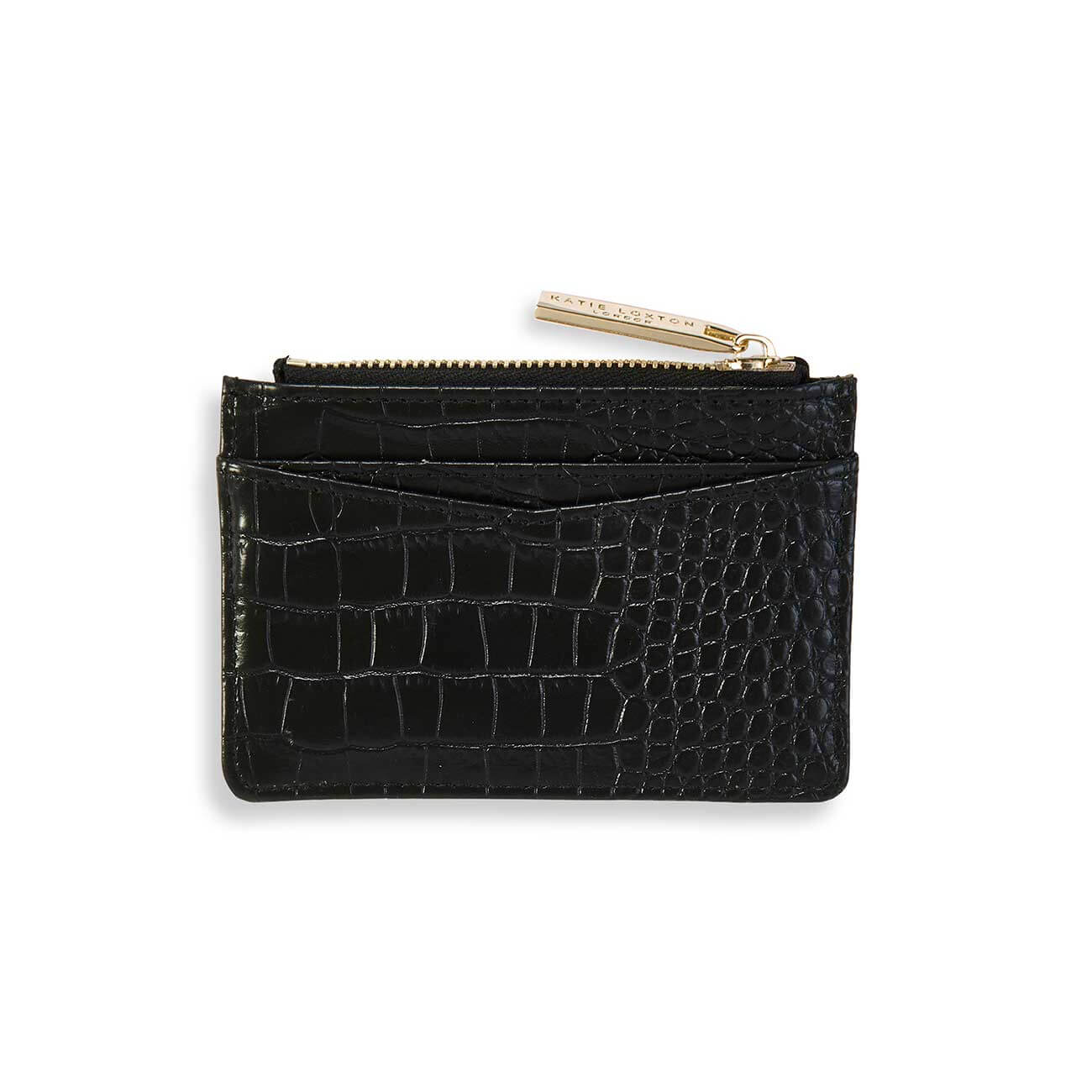 Celine Faux Croc Card Holder | Black