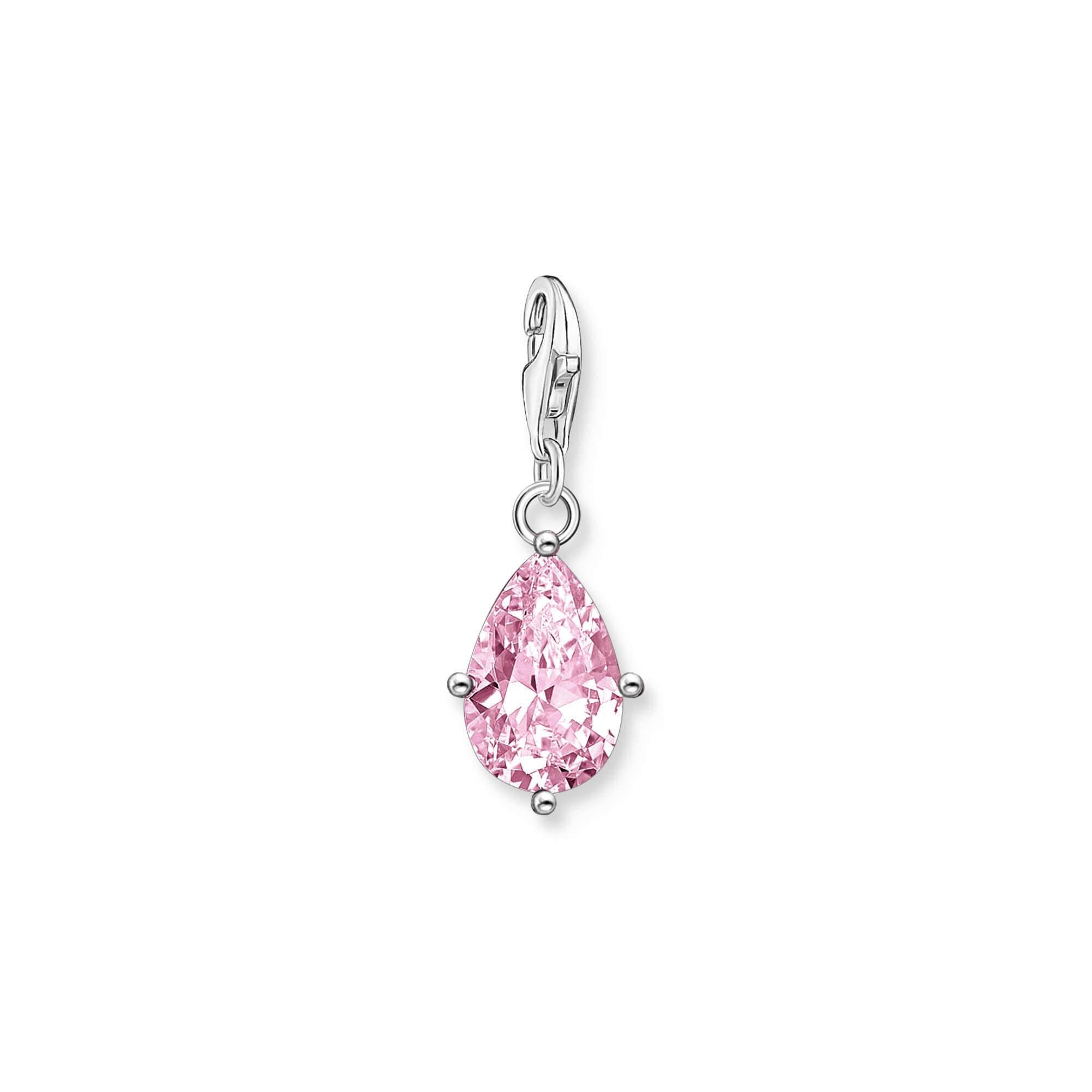 Pink CZ Teardrop Charm Pendant