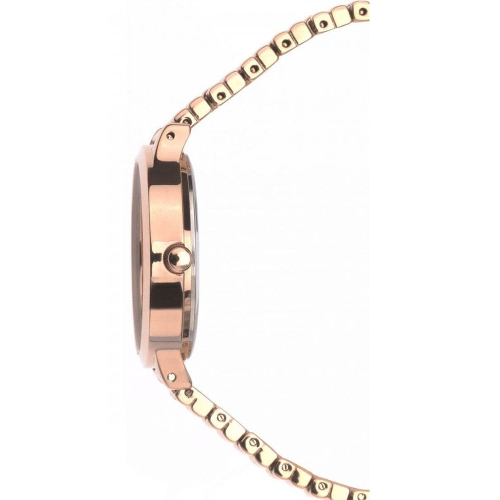 Rose Gold Plated Case & Dial With Beaded Bracelet Strap Ladies Watch