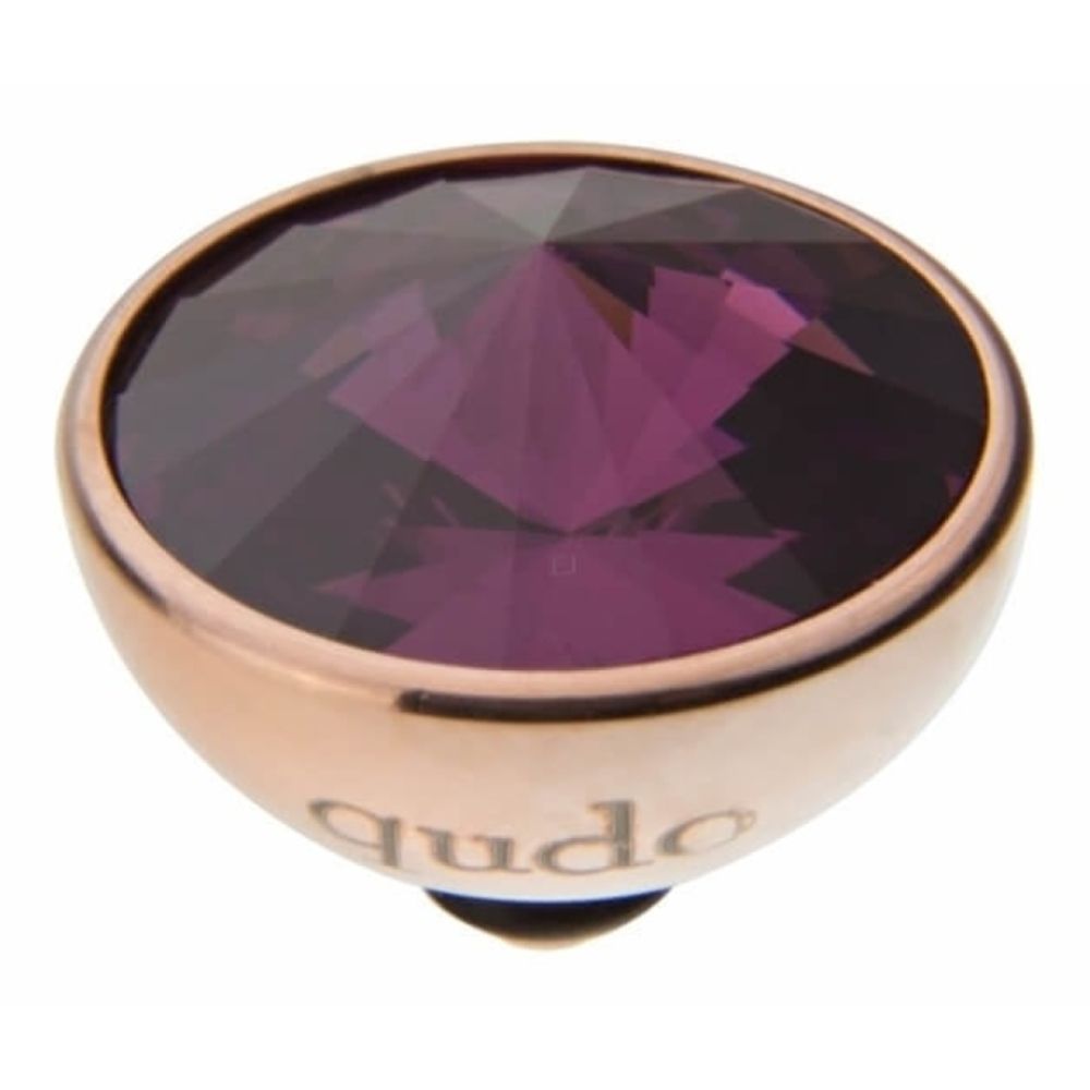 Famosa Rose Gold 13mm Bottone Ring Top Amethyst