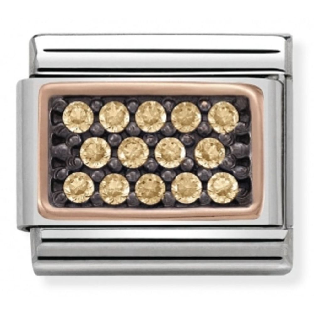 Classic Champagne CZ Pave Rose Gold Rectangle