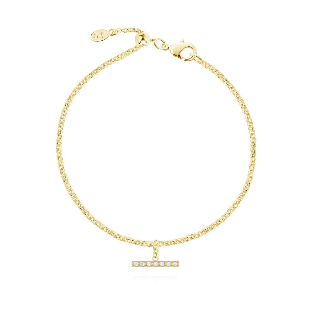 Demi | Gold | Pave Bar Drop Bracelet | Bracelet | 19cm Adjustable
