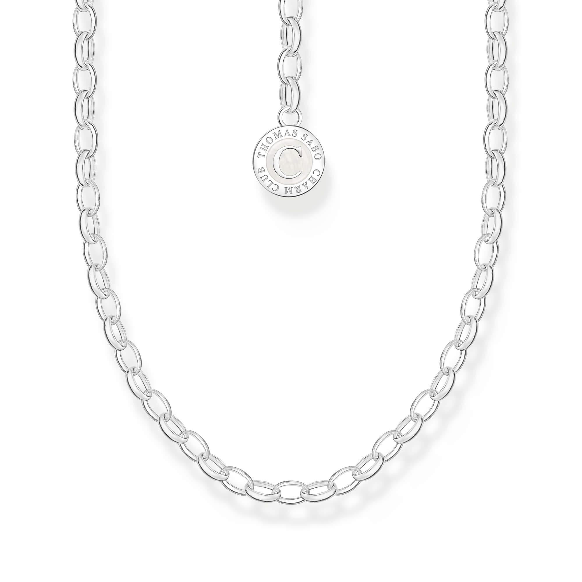 Member Charm Wide Anchor Link Necklace With White Charmista Disc