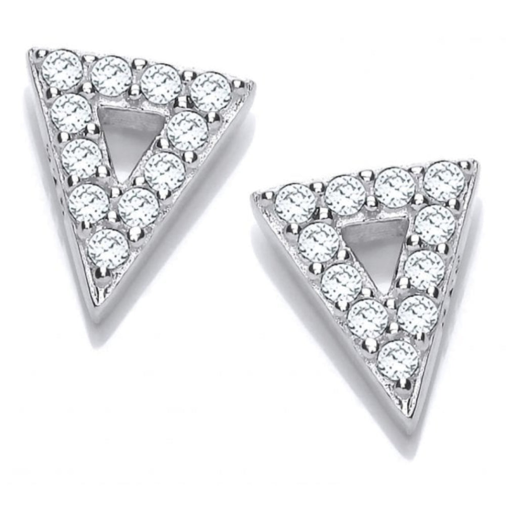 Silver & CZ Cute Triangle Earrings