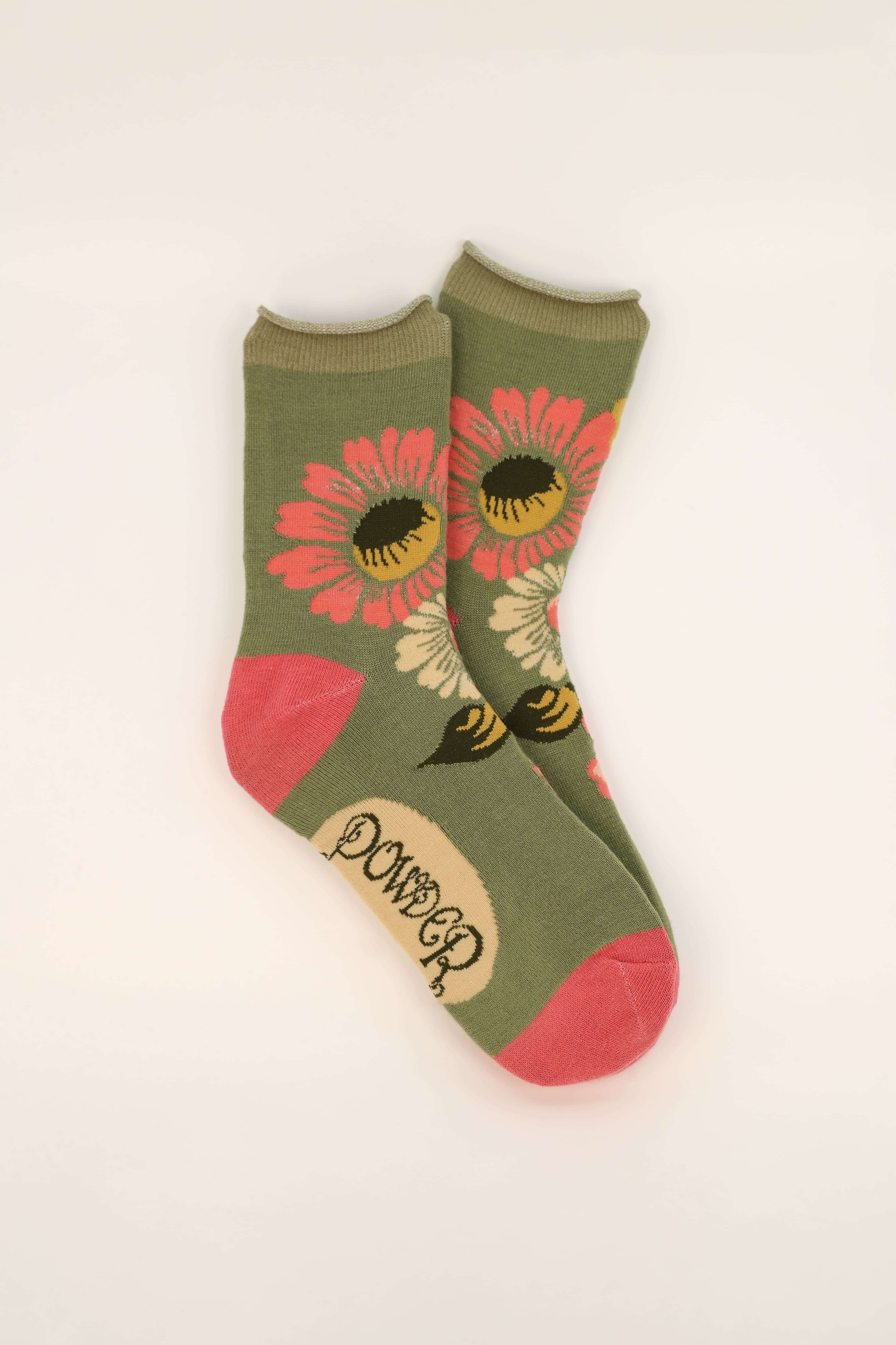 Vintage Flora Ankle Socks - Sage